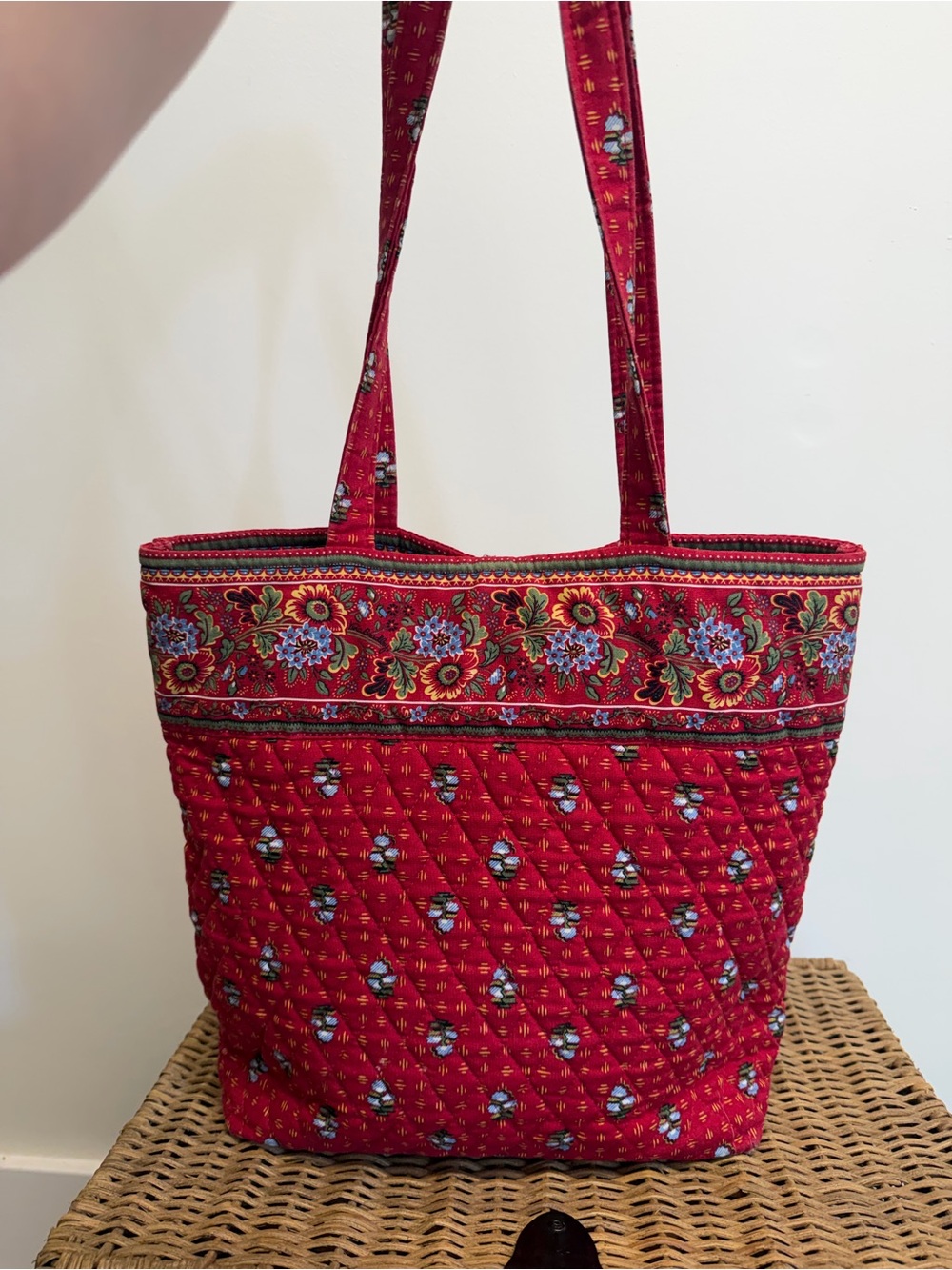 Vera Bradley Vintage Quilted Floral Tote Bag in Red